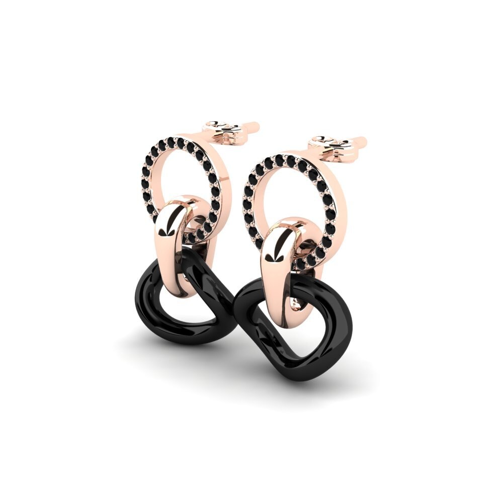14k Oro Rosa Ónix Negro Pendiente de mujer Benefiel