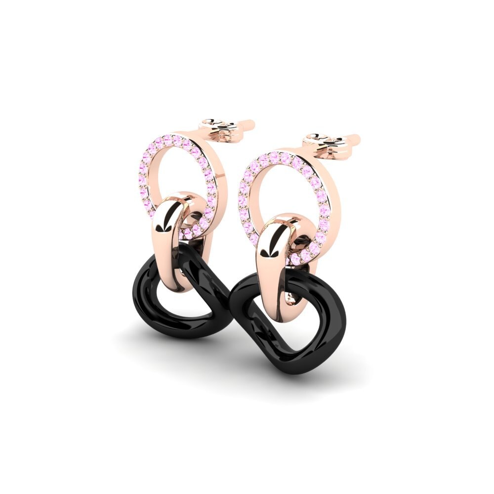 14k Oro Rosa Zafiro Rosado Pendiente de mujer Benefiel