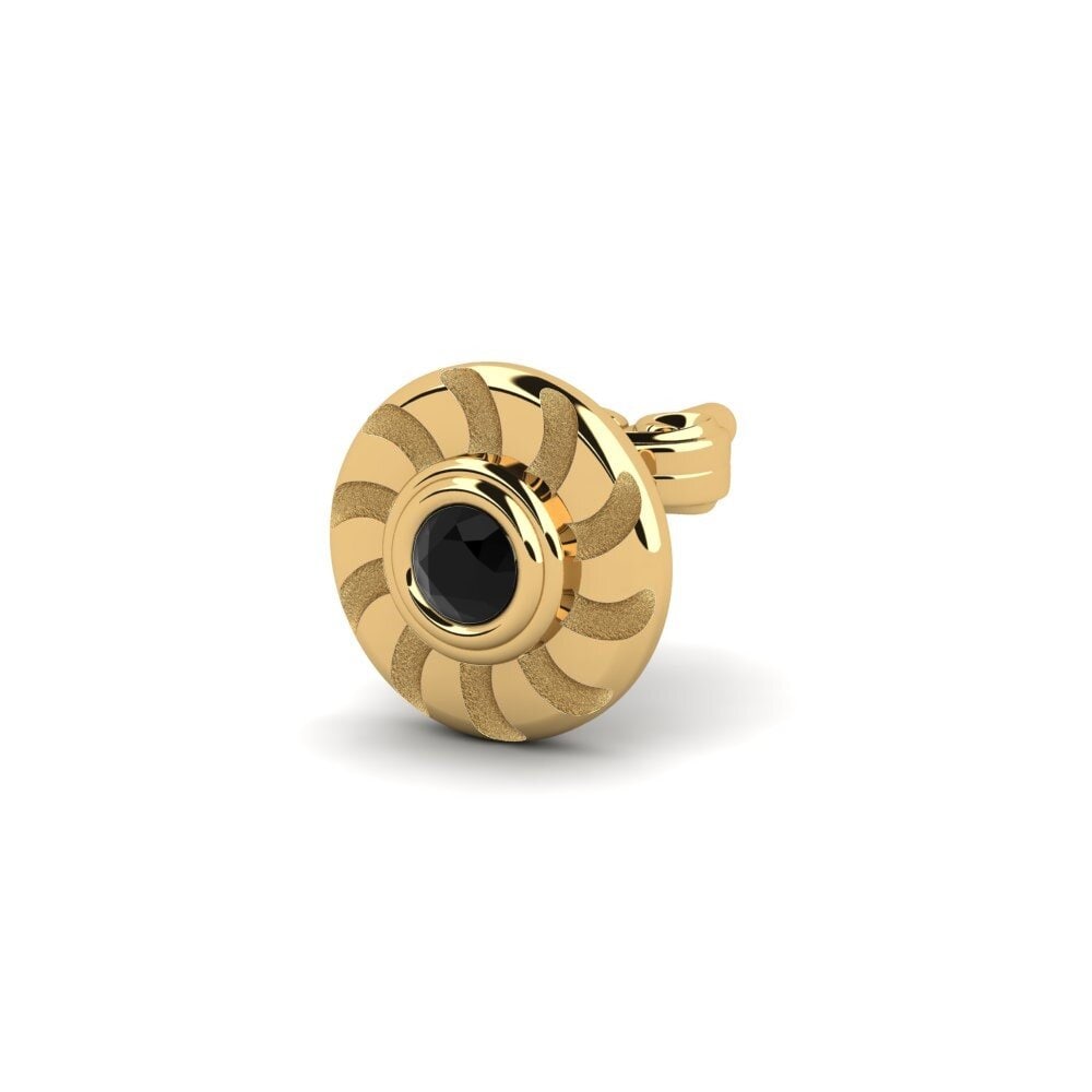 14ct Yellow Gold Black Sapphire Men's Earring Bengi