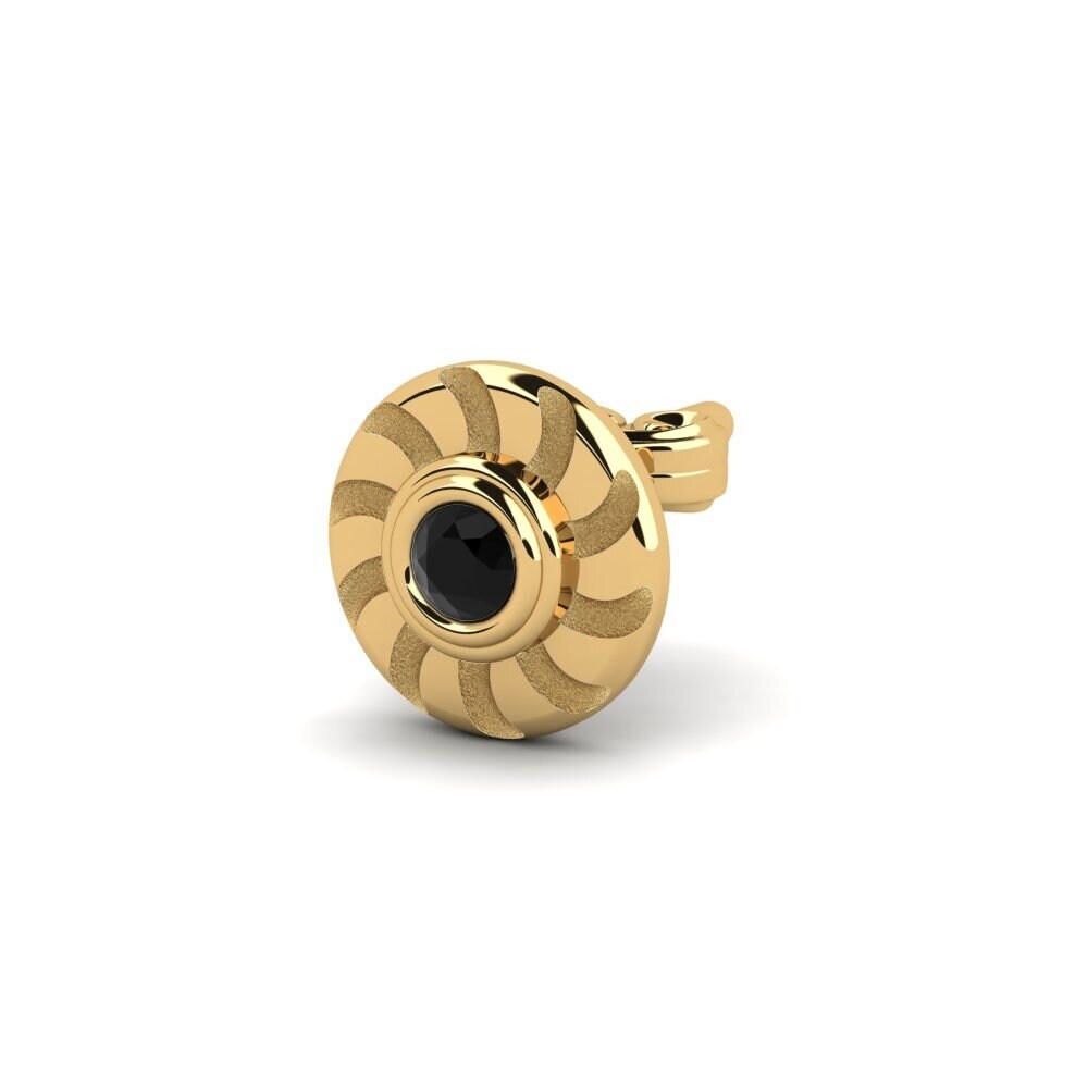 18k Oro Amarillo Diamante Negro Pendiente para hombre Bengi