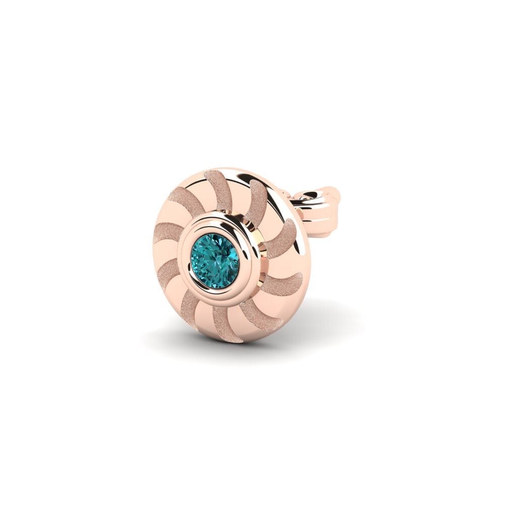 14ct Rose Gold Blue Diamond Men's Earring Bengi