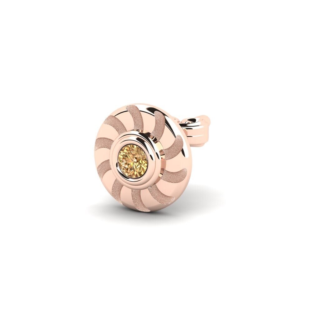 18ct Rose Gold Brown Diamond Men's Earring Bengi