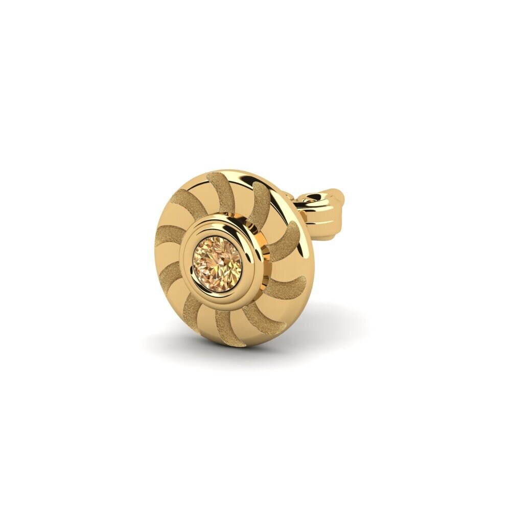 14ct Yellow Gold Brown Diamond Men's Earring Bengi
