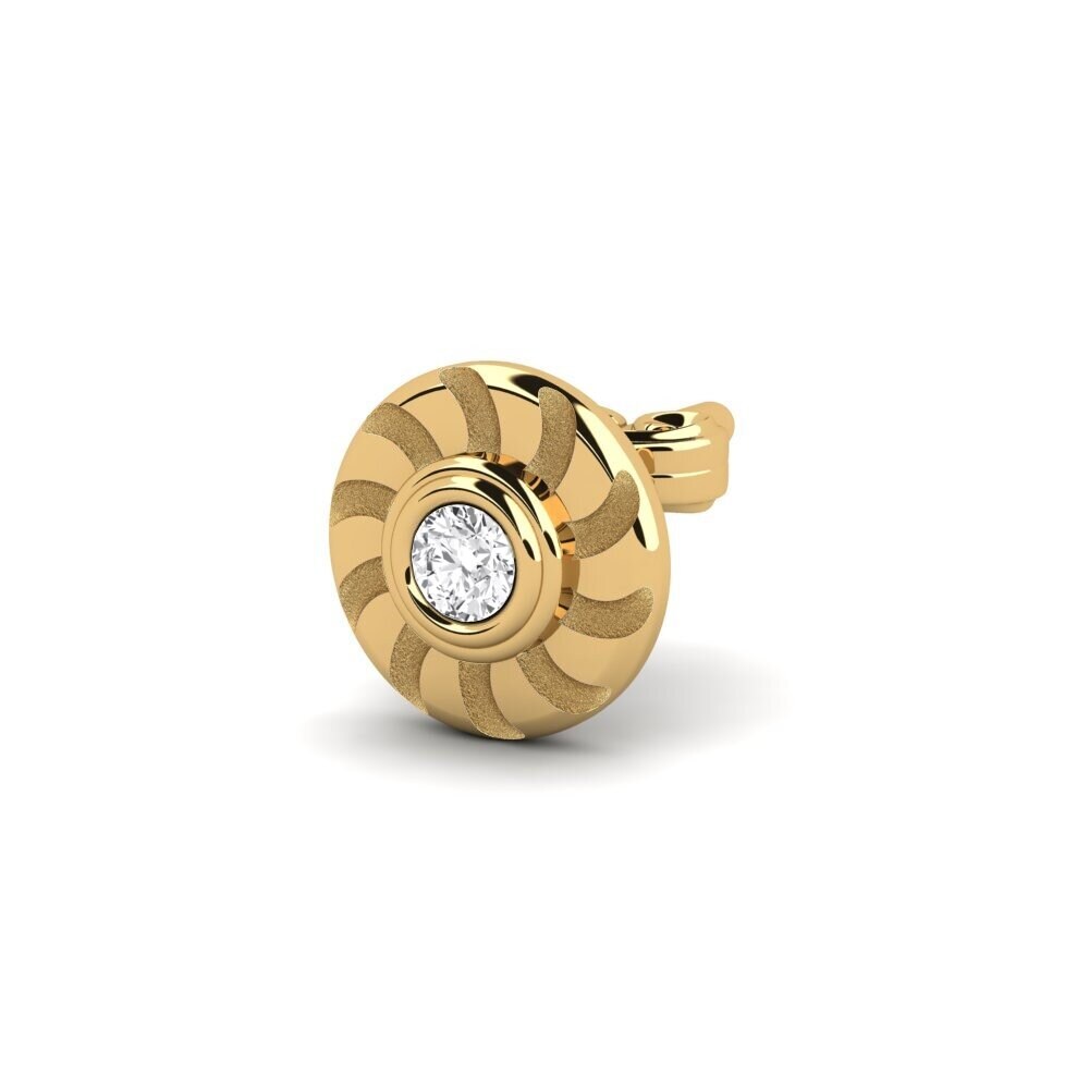 14ct Yellow Gold White sapphire Men's Earring Bengi