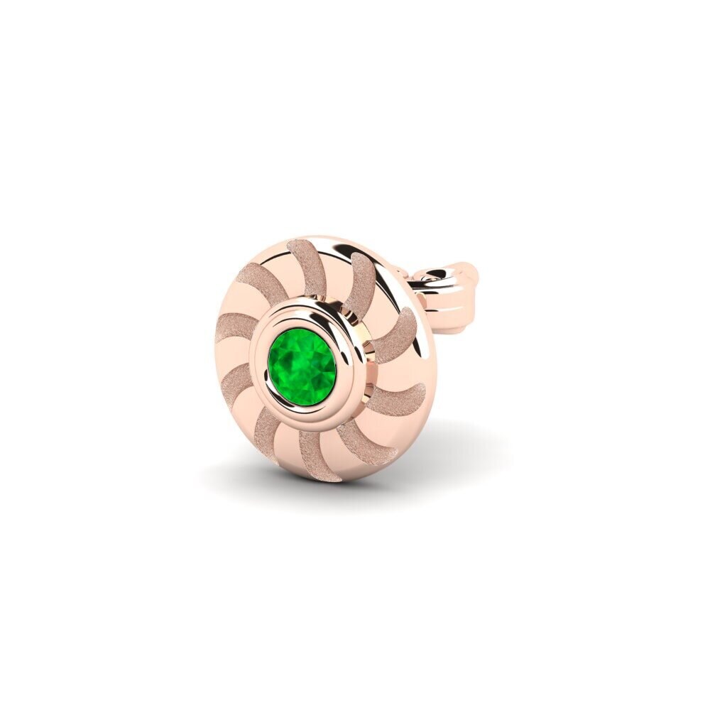 14ct Rose Gold Emerald Men's Earring Bengi