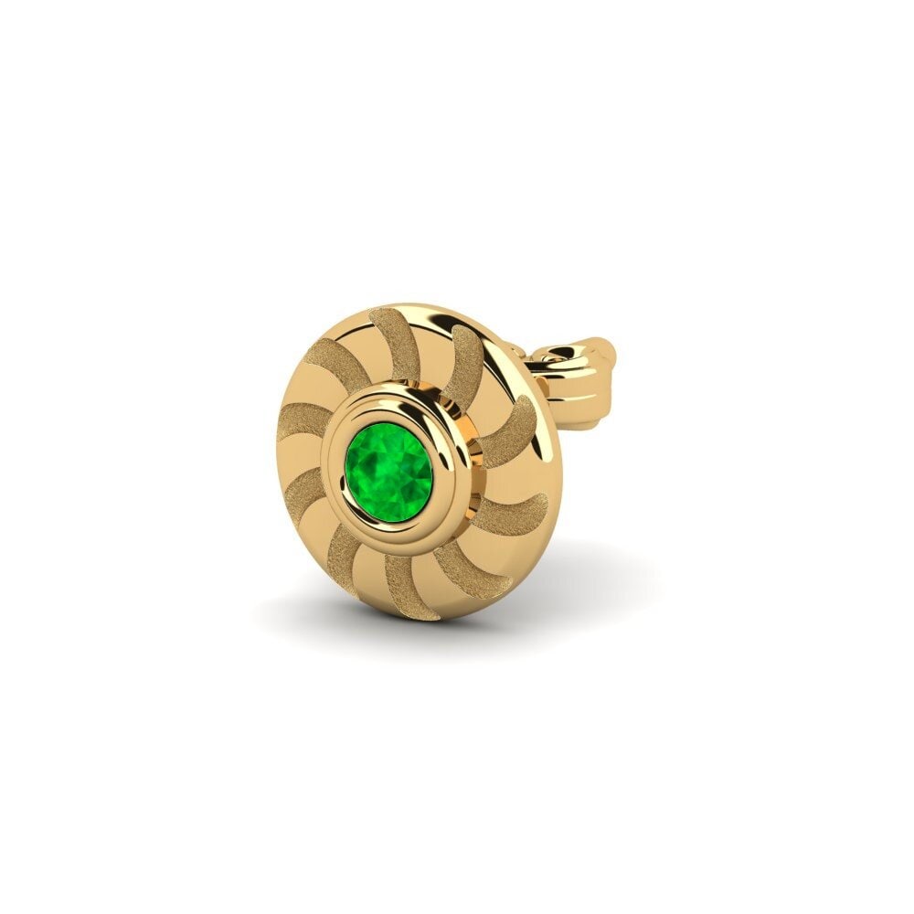 9ct Yellow Gold Emerald Men's Earring Bengi