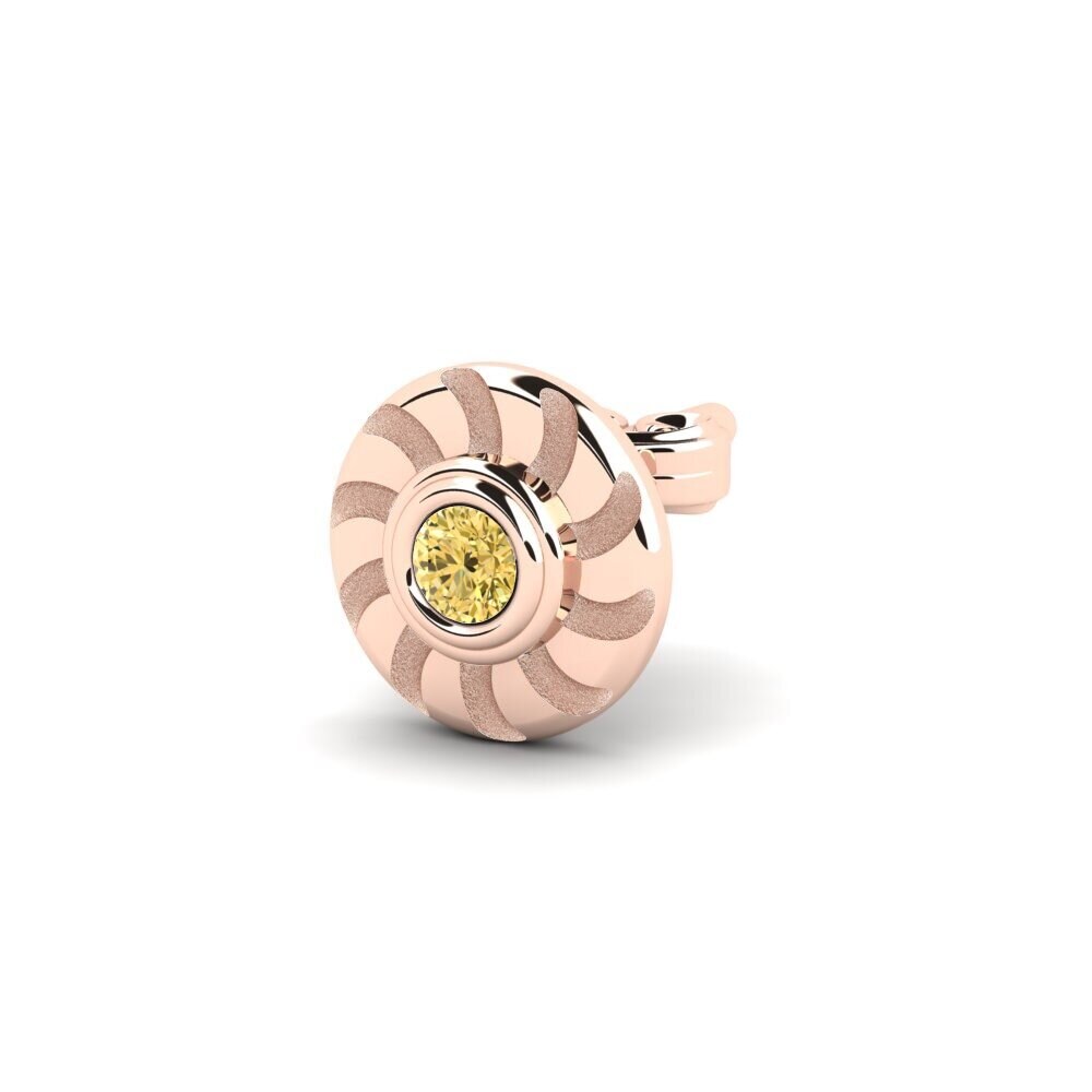 14ct Rose Gold Yellow Diamond Men's Earring Bengi