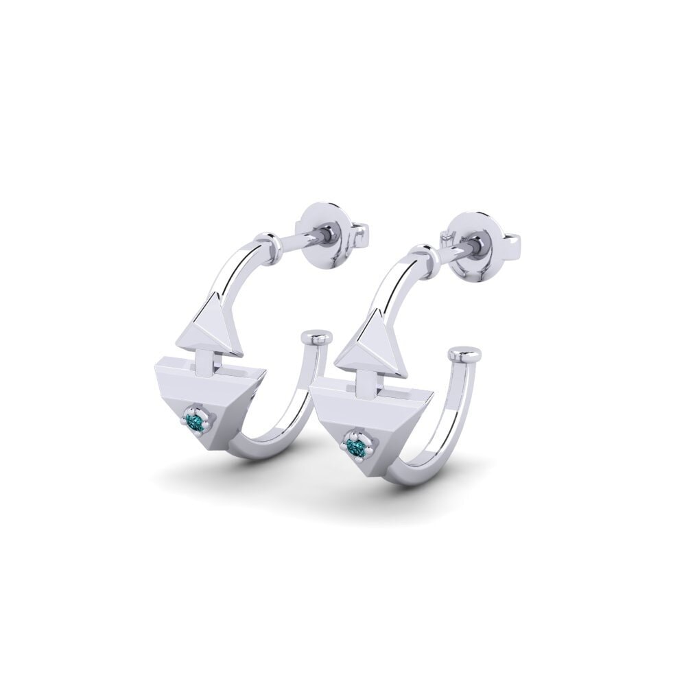 Platino Diamante Azul Pendiente de mujer Benhill
