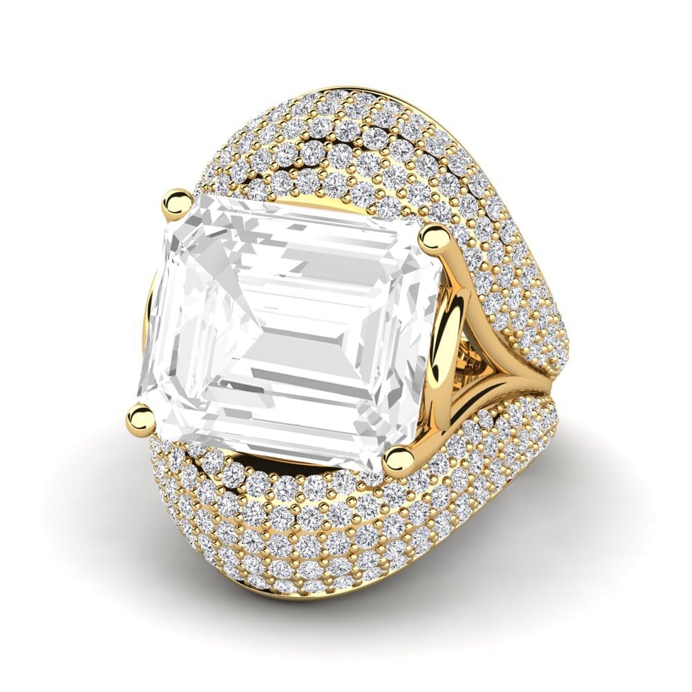 9k Oro Amarillo Topacio blanco Anillo de compromiso Benvolio