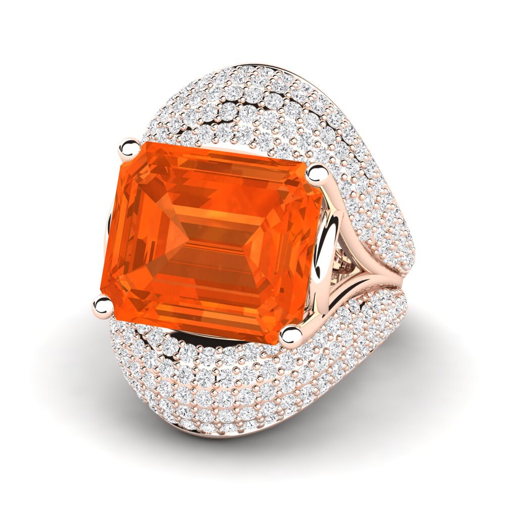 9k Rose Gold Fire-Opal Engagement Ring Benvolio