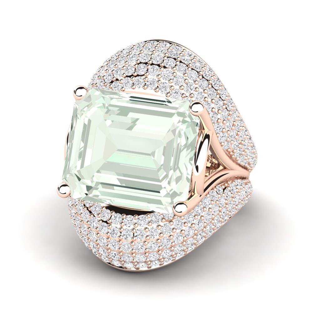 9k Rose Gold Green Amethyst Engagement Ring Benvolio