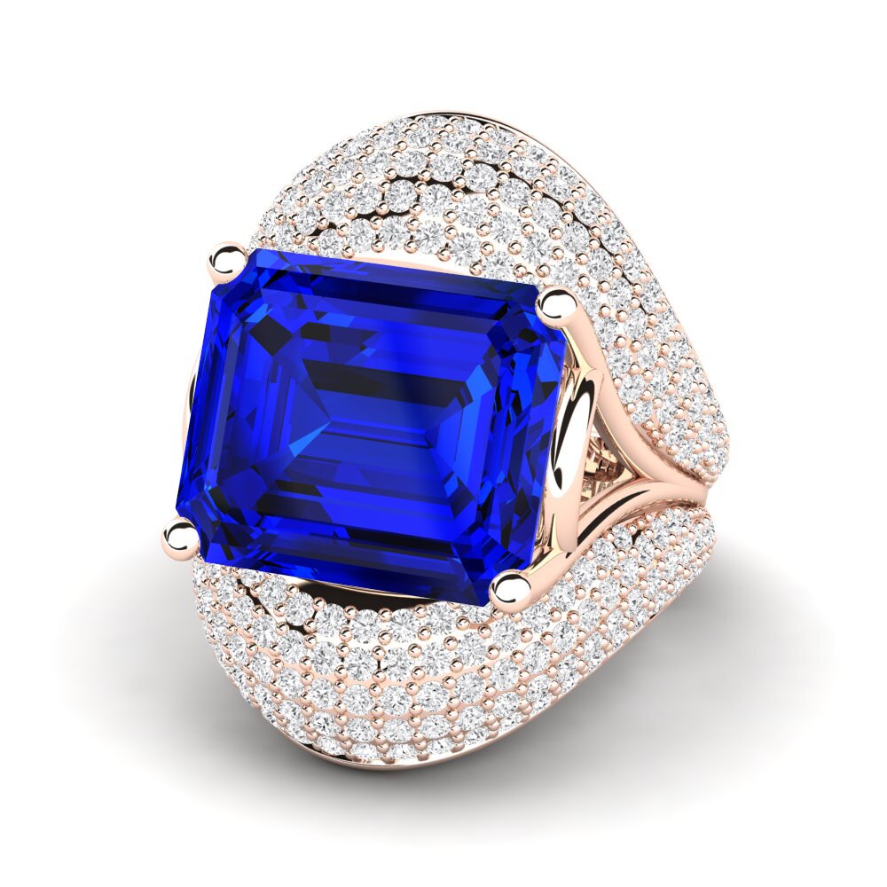 9k Rose Gold Sapphire (Lab Created) Engagement Ring Benvolio