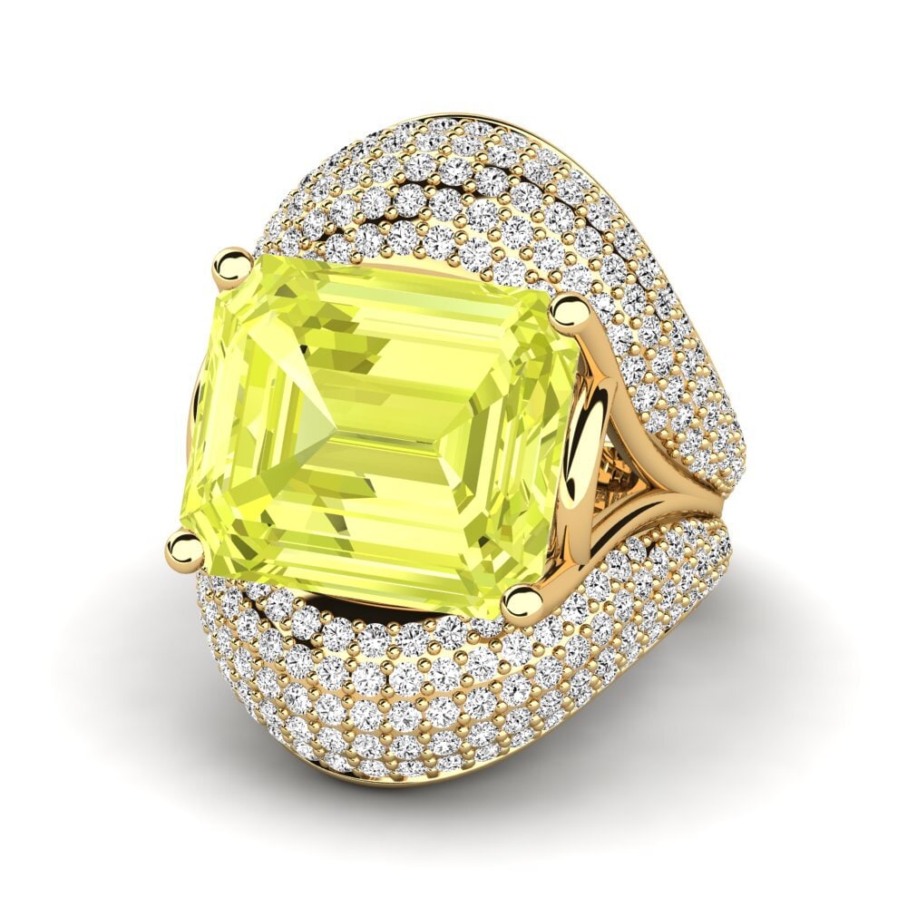 14k Oro Amarillo Cuarzo Limón Anillo de compromiso Benvolio