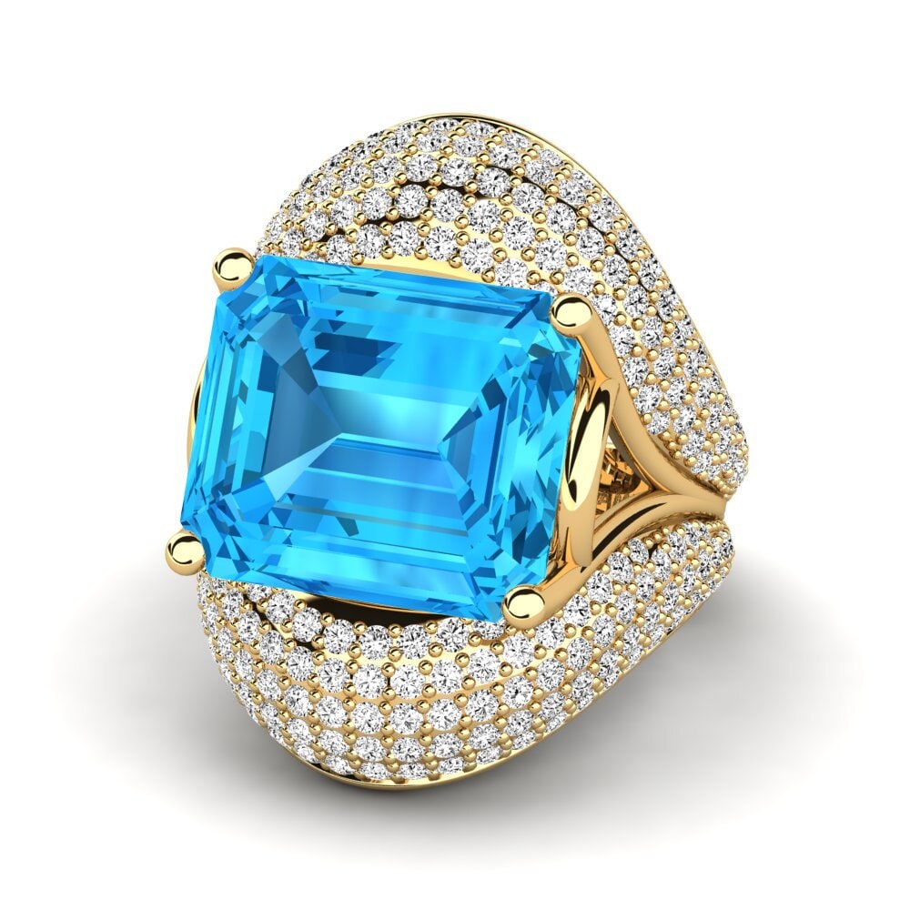 9k Oro Amarillo Topacio azul Anillo de compromiso Benvolio