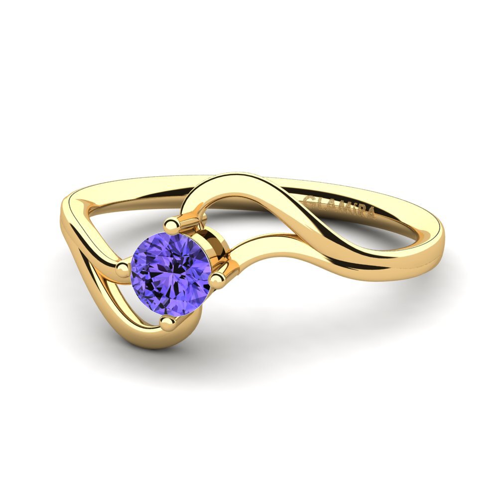 18k Oro Amarillo Tanzanita Anillo de compromiso Berangaria