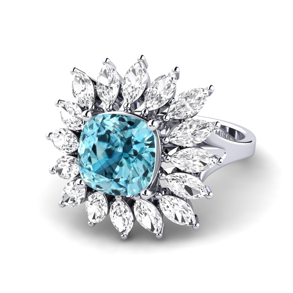 Blue Zircon Engagement Ring Berard
