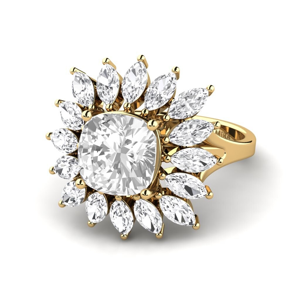 9k Oro Amarillo Topacio blanco Anillo de compromiso Berard