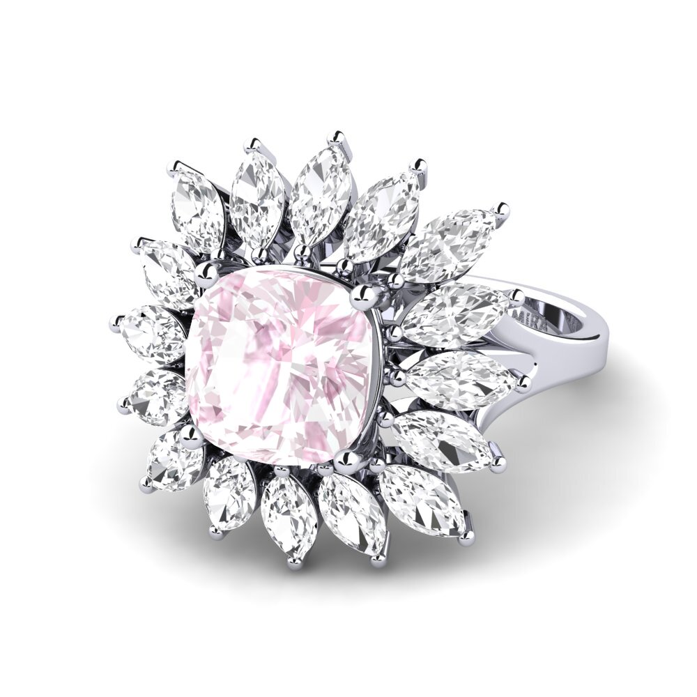White Silver Kunzite Engagement Ring Berard
