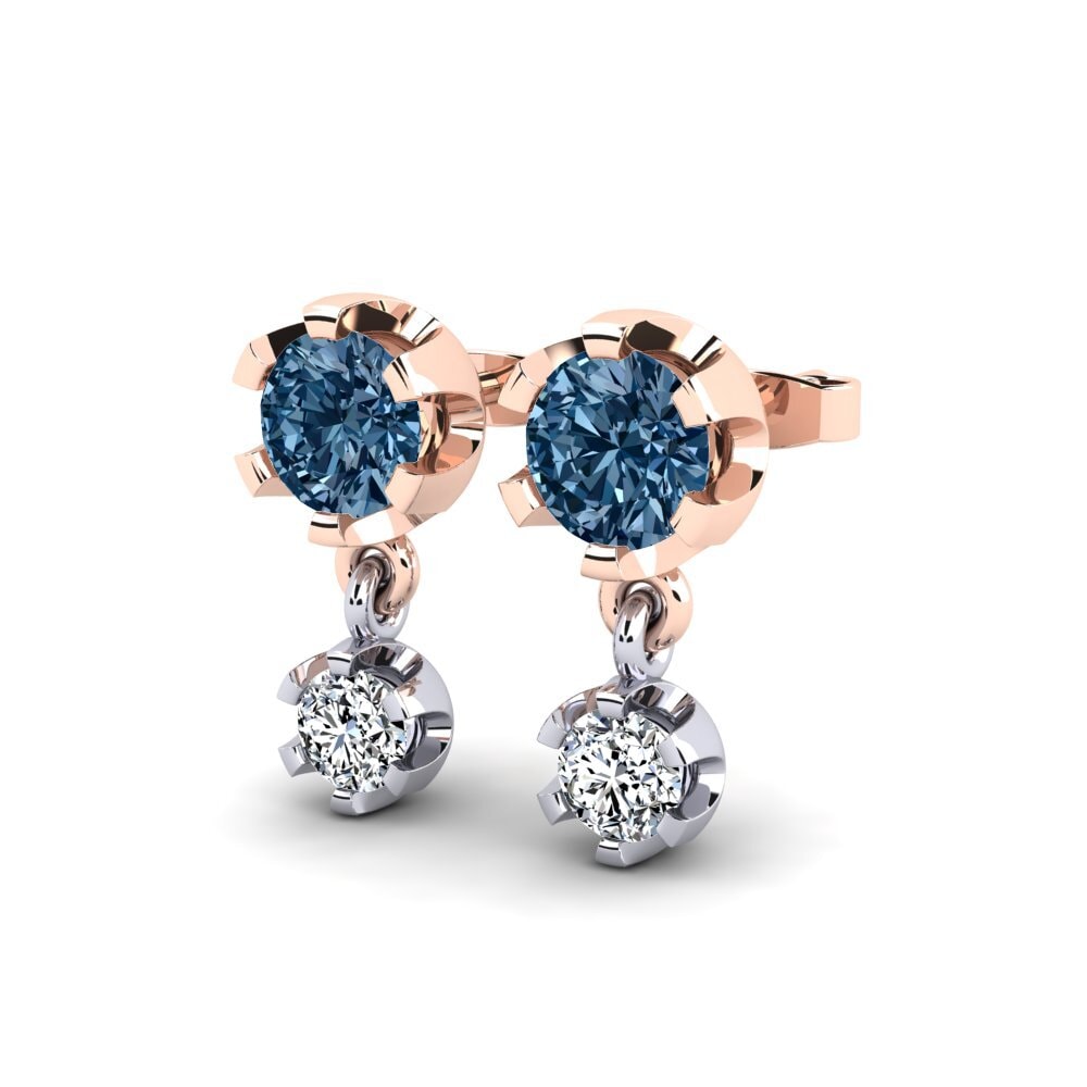 Oro Rosso & Bianco 375 Diamante Blu Orecchino da donna Berceste