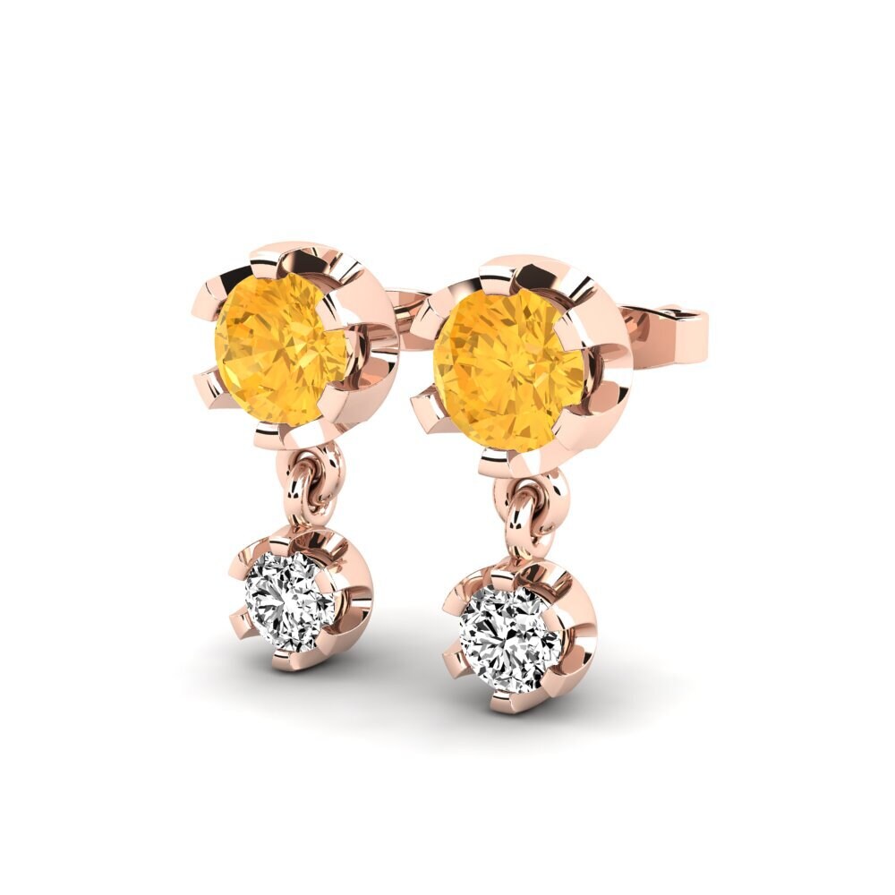 14K Rood Goud Citrien Dames Oorbellen Berceste
