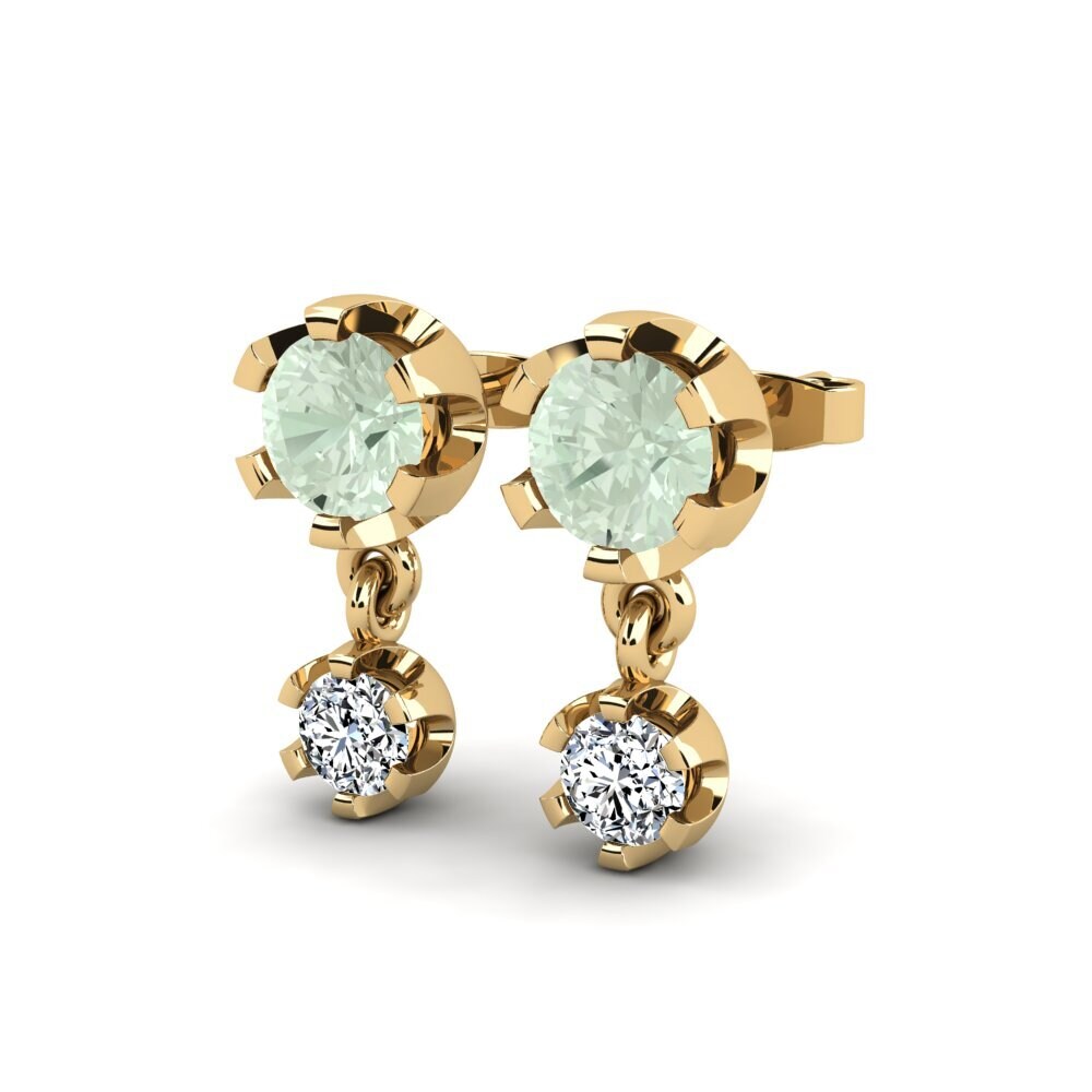 14ct Yellow Gold Green Amethyst Women's Earring Berceste