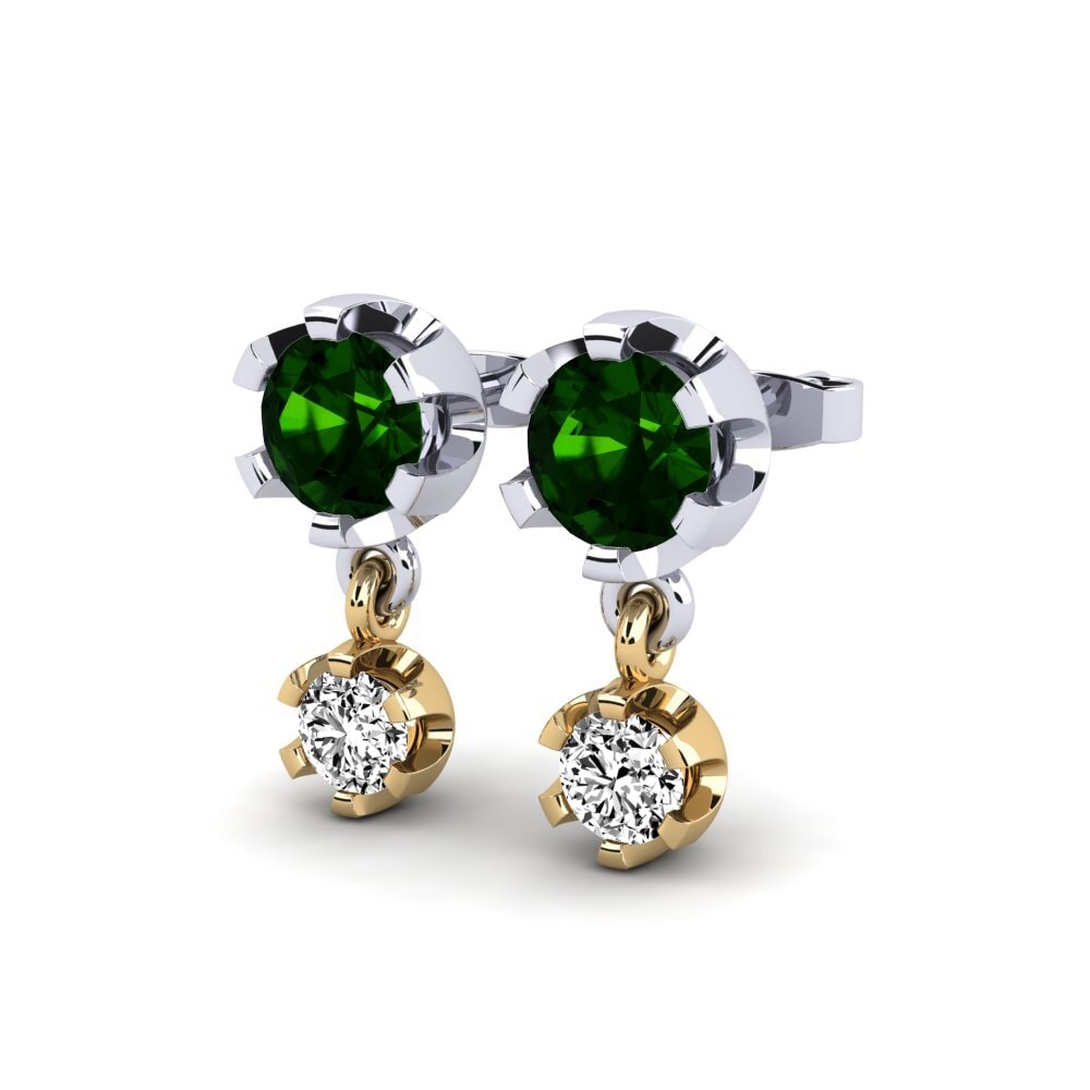 9k Oro Blanco & Amarillo Turmalina verde Pendiente de mujer Berceste
