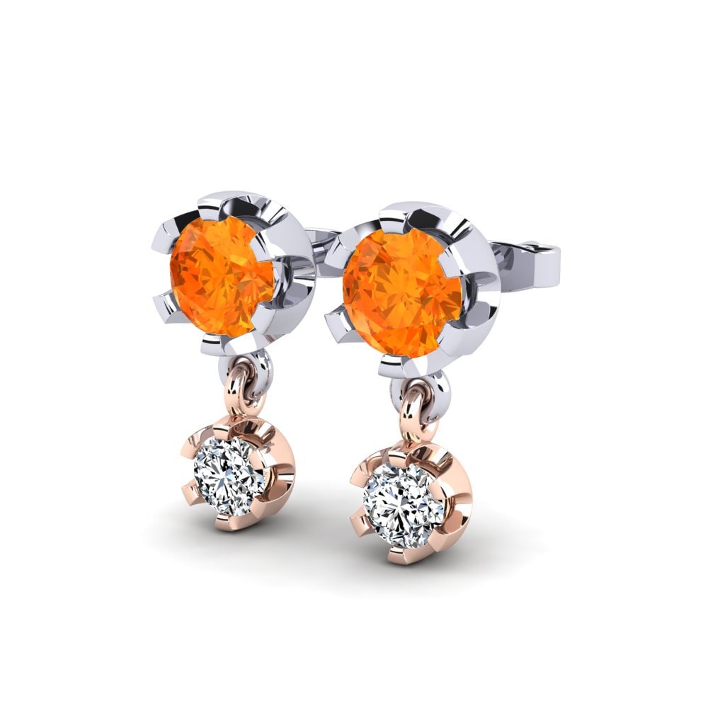 9K White & Rose Gold Orange Sapphire Earring Berceste