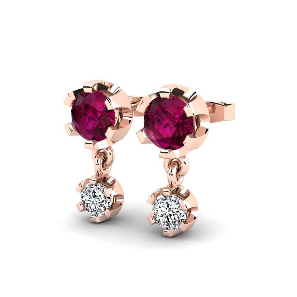 18ct Rose Gold Rhodolite Garnet Women's Earring Berceste