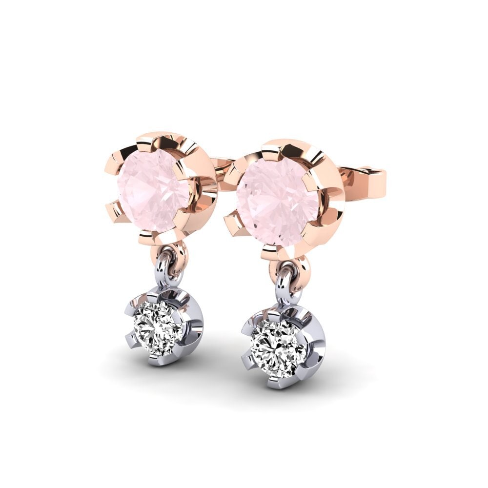 9k Oro Rosa & Blanco Cuarzo rosa Pendiente de mujer Berceste