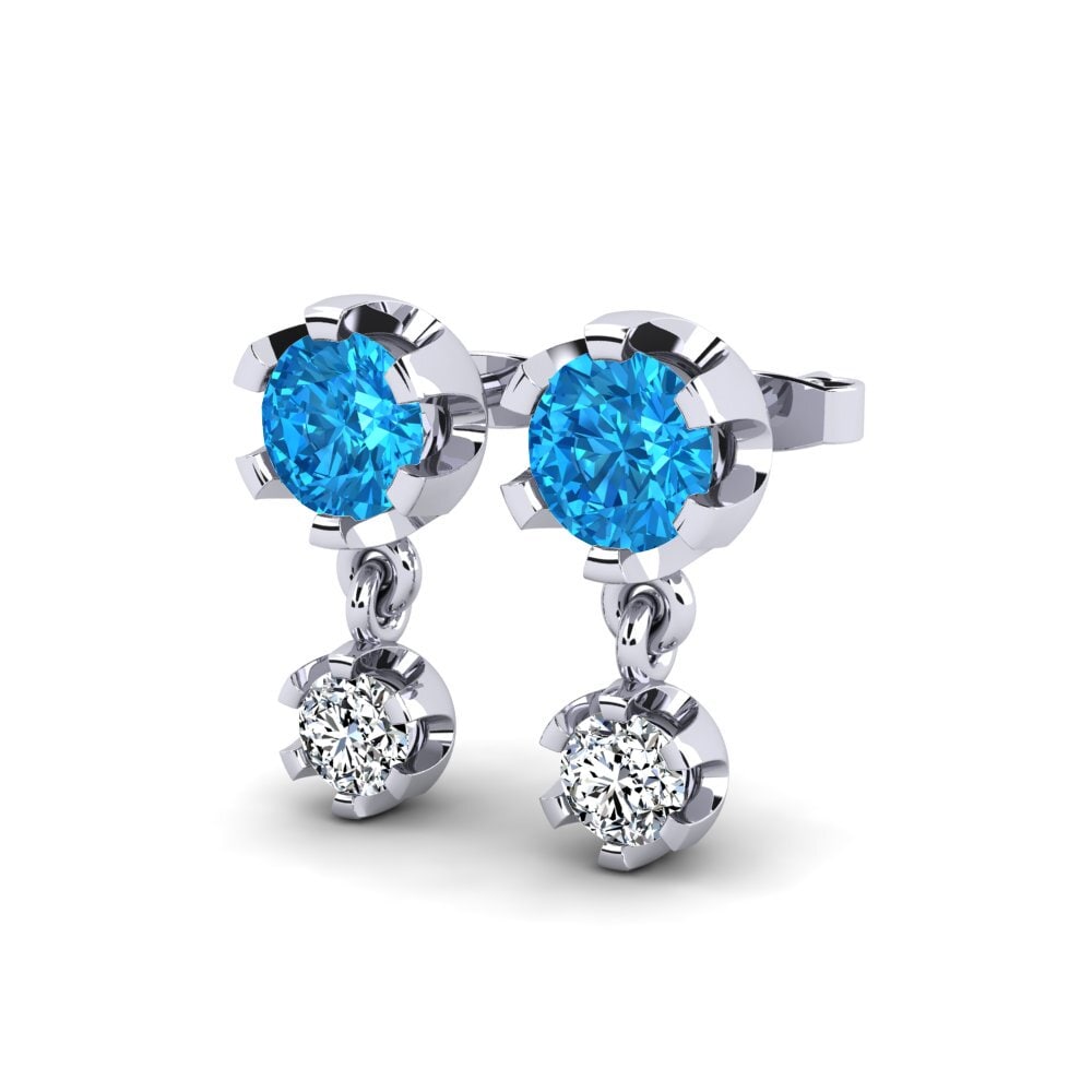 Topaze Bleue Boucle d'oreille femme Berceste