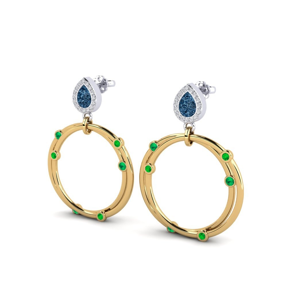 14k Yellow & White Gold Blue Diamond SYLVIE Earring Berdea