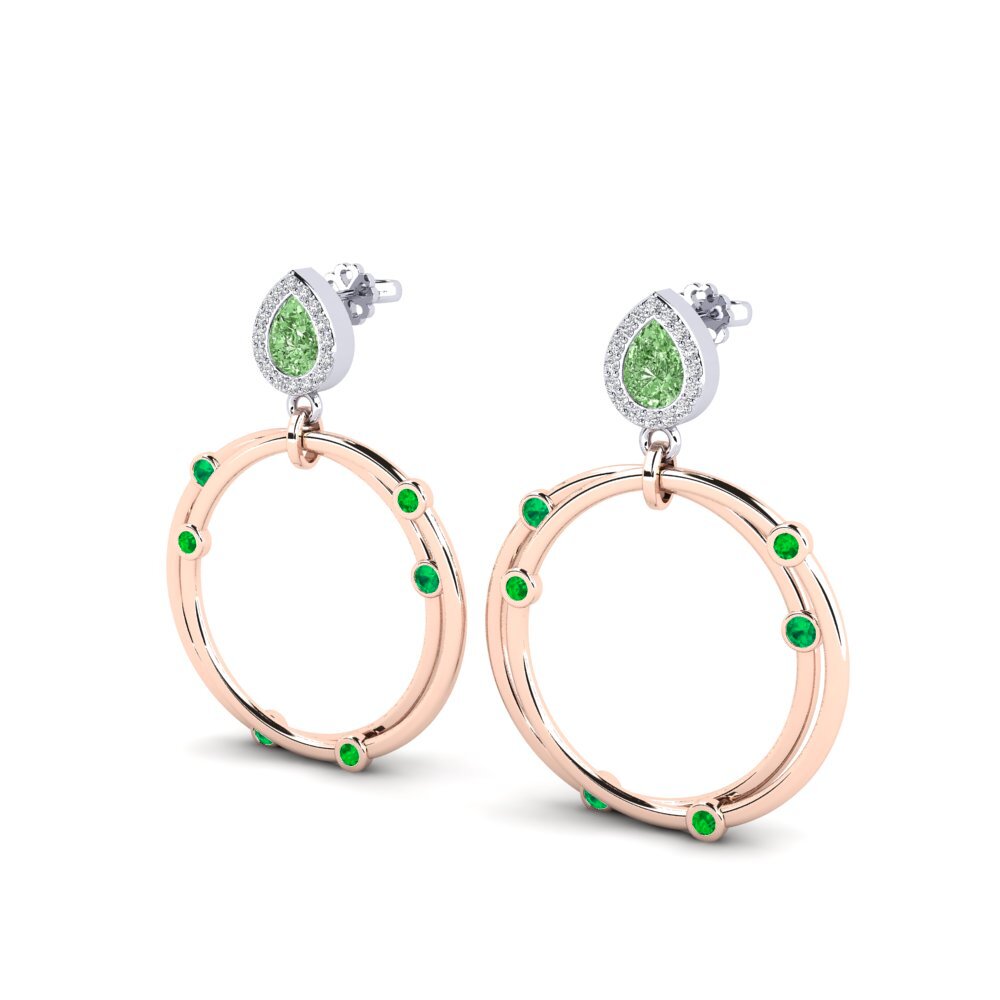 14k Rose & White Gold Green Diamond SYLVIE Earring Berdea