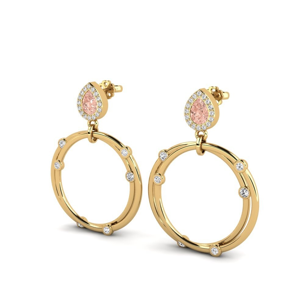 14k Oro Amarillo Morganita SYLVIE Pendientes Berdea