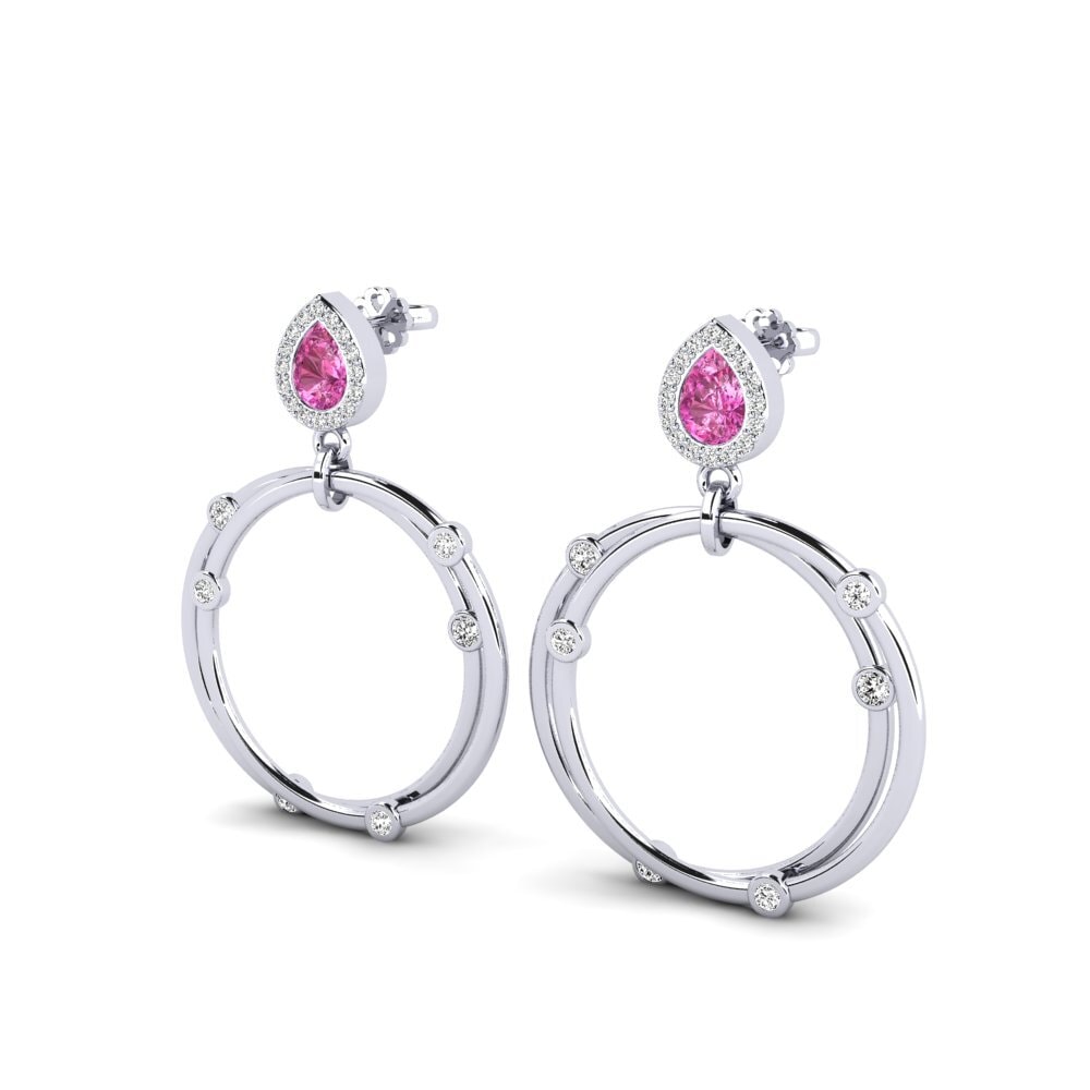 18k Oro Blanco Topacio Rosa SYLVIE Pendientes Berdea