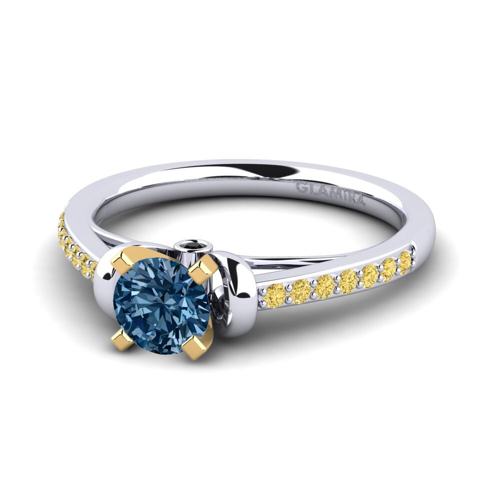 18k Oro Blanco & Amarillo Anillo de compromiso Berdina 0.5 crt