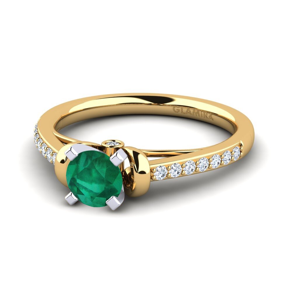 Vàng-Trắng 14K Đá Emerald / Ngọc lục Bảo Nhẫn đính hôn Berdina 0.5 crt