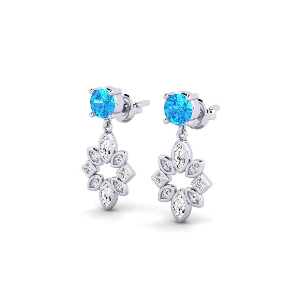 Oro Bianco 375 Topazio Azzurro Orecchino da donna Bereni