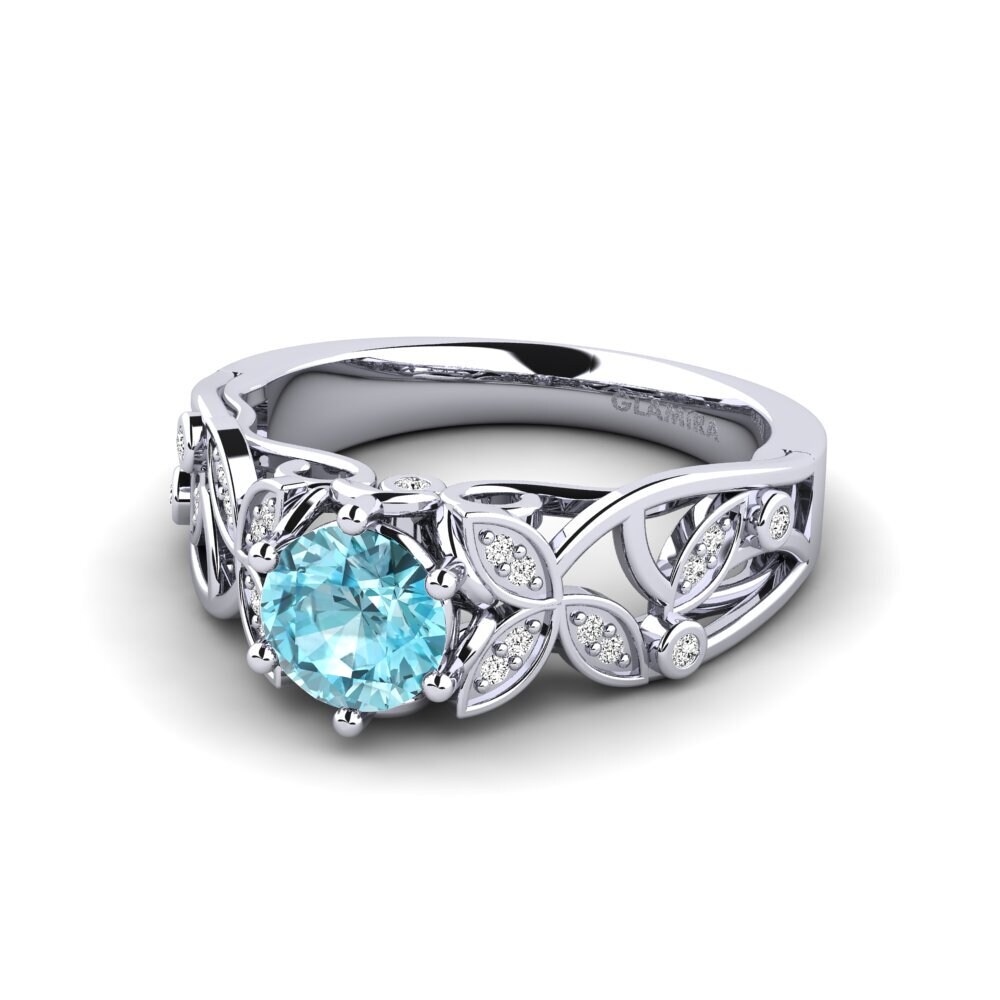 Circón Azul Anillo de compromiso Bergette