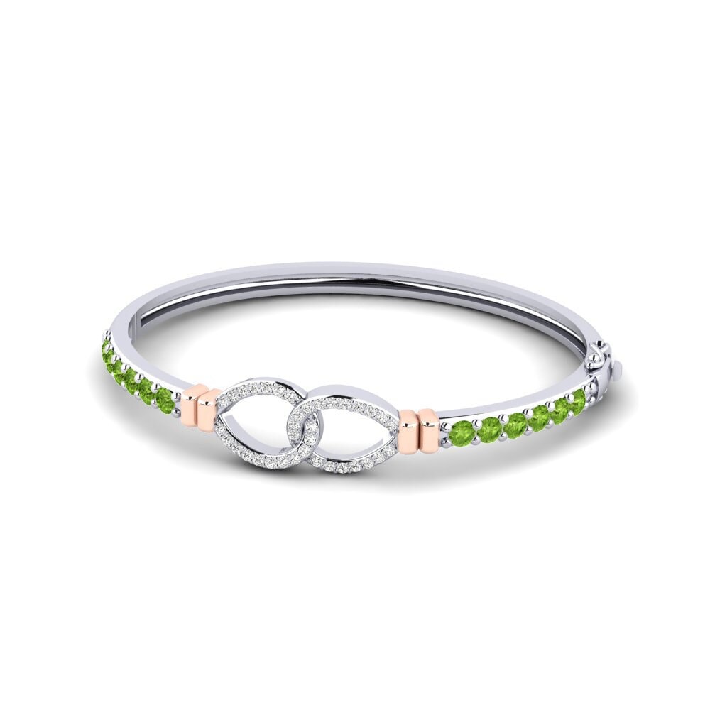 14k Oro Blanco & Rosa Peridoto SYLVIE Brazalete Berharga