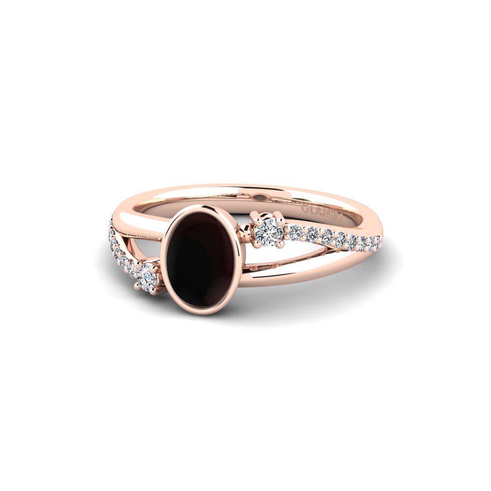 14k 玫瑰金 卡博雄石榴石 訂婚戒指 Beriyman - Cabochon Oval
