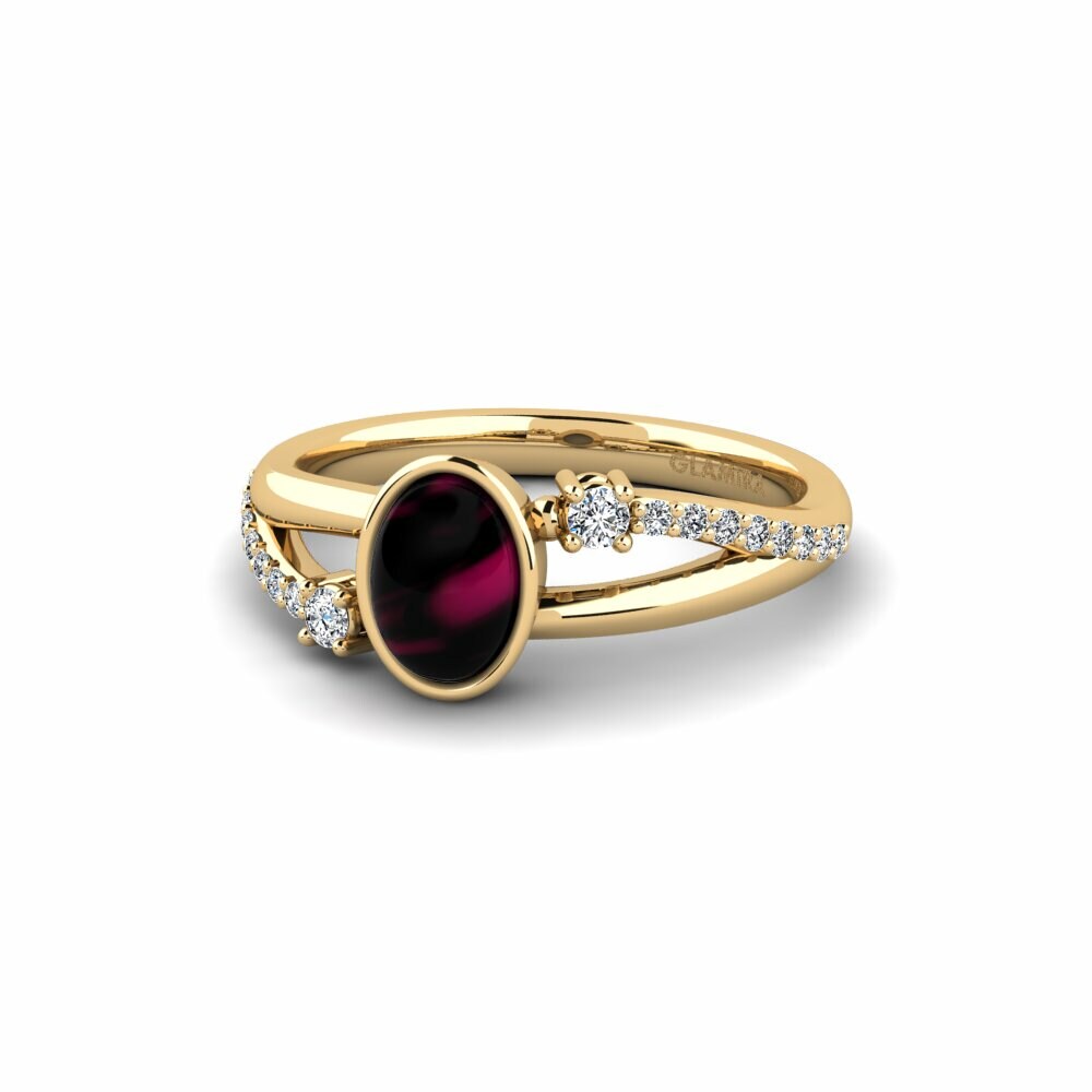 Rhodolite Garnet Engagement Ring Beriyman - Cabochon Oval