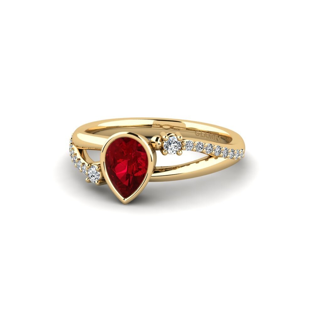 Circonita Roja Anillo de compromiso Beriyman - Pear