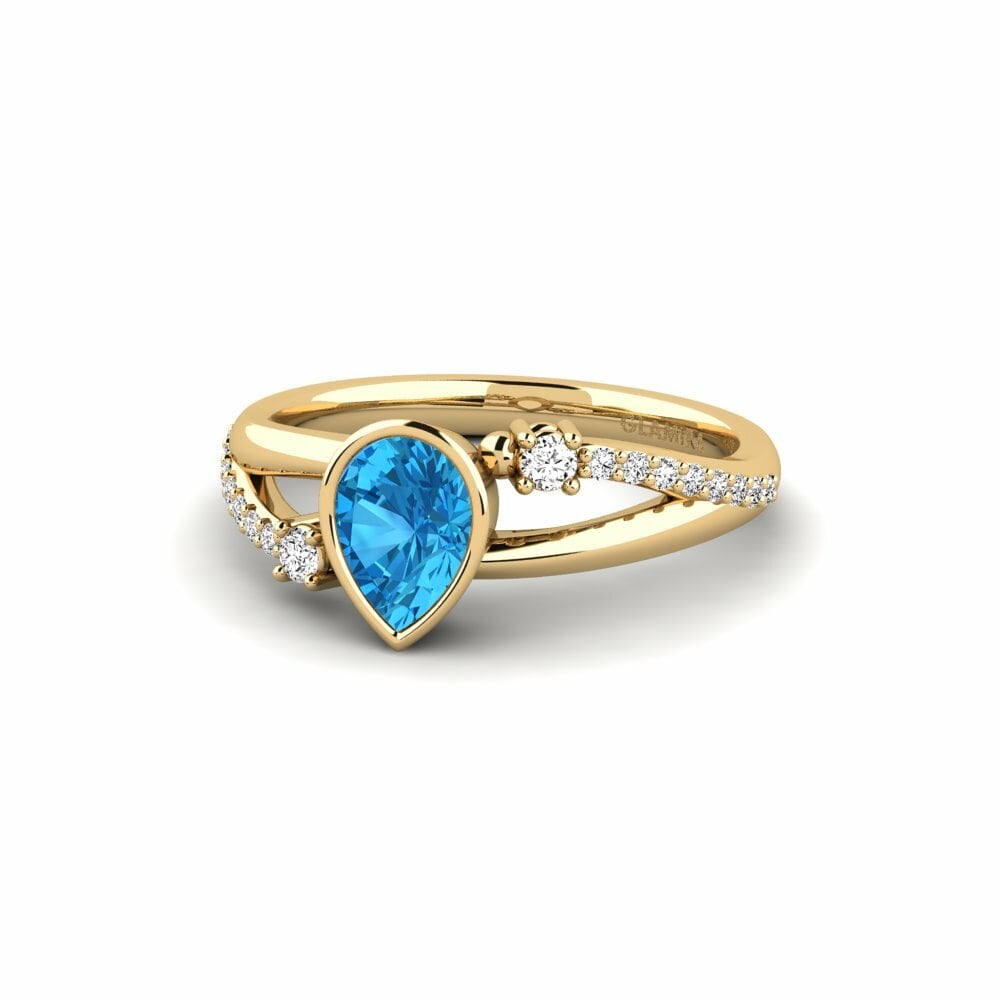 Blue Topaz Engagement Ring Beriyman - Pear