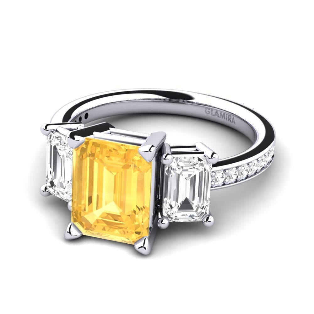 White Silver Citrine Engagement Ring Bernie