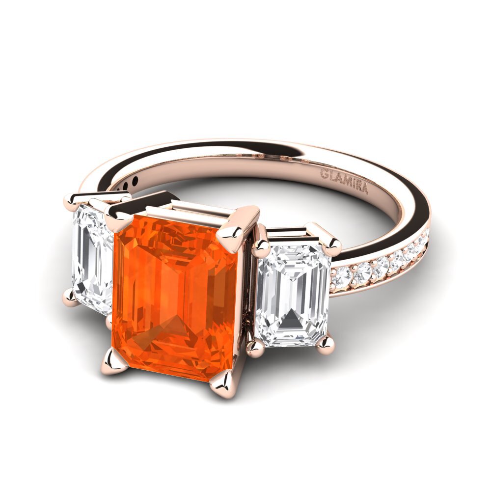 9k Rose Gold Fire-Opal Engagement Ring Bernie