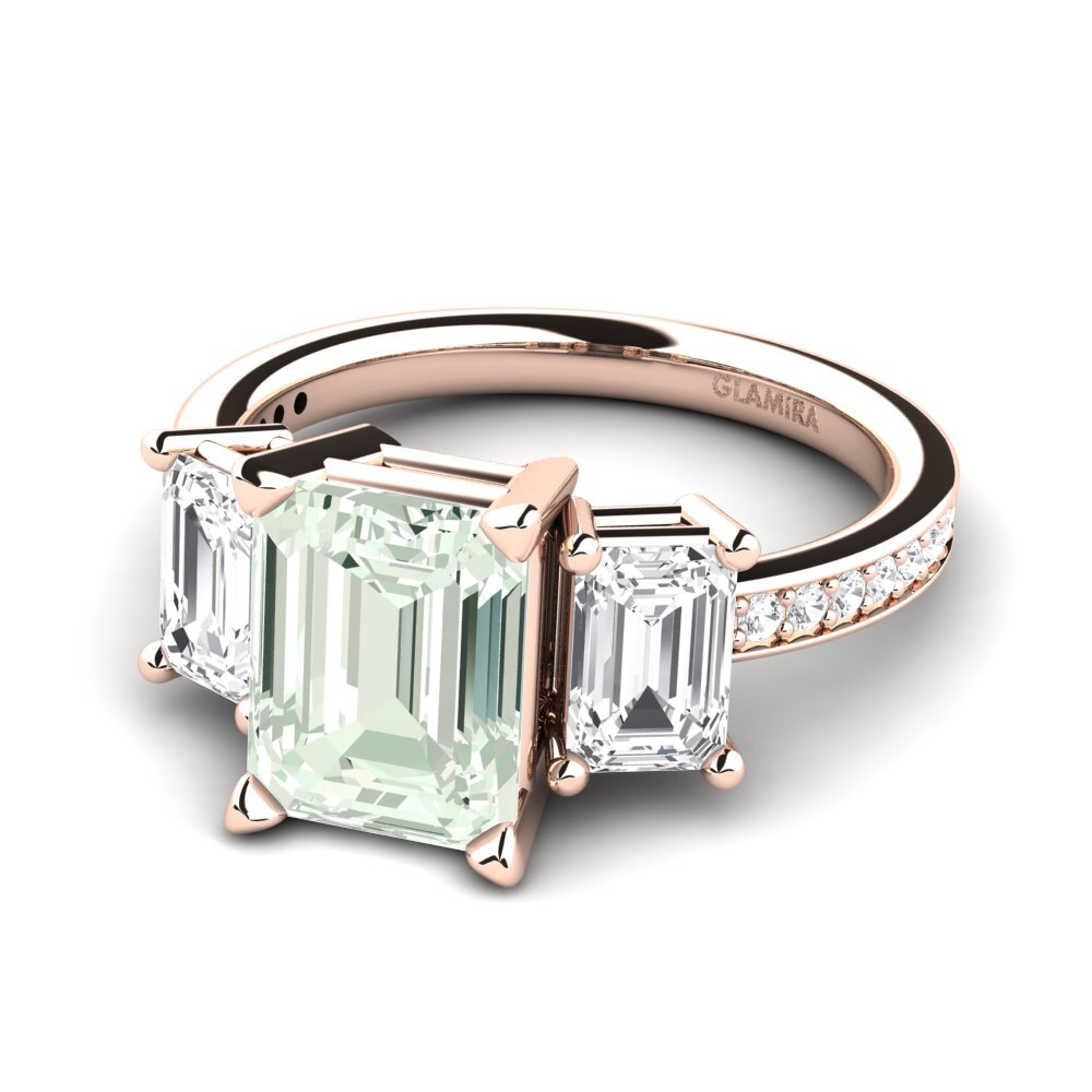 9k Rose Gold Green Amethyst Engagement Ring Bernie