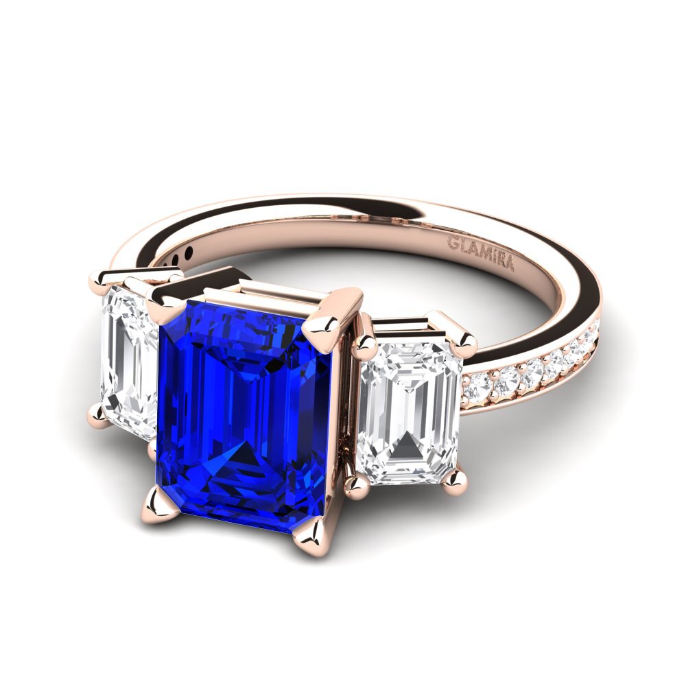 9k Rose Gold Sapphire (Lab Created) Engagement Ring Bernie