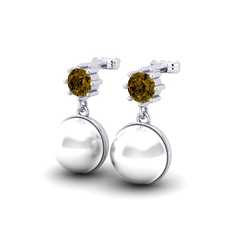 9ct White Gold Brown Zircon Women's Earring Bernieceed
