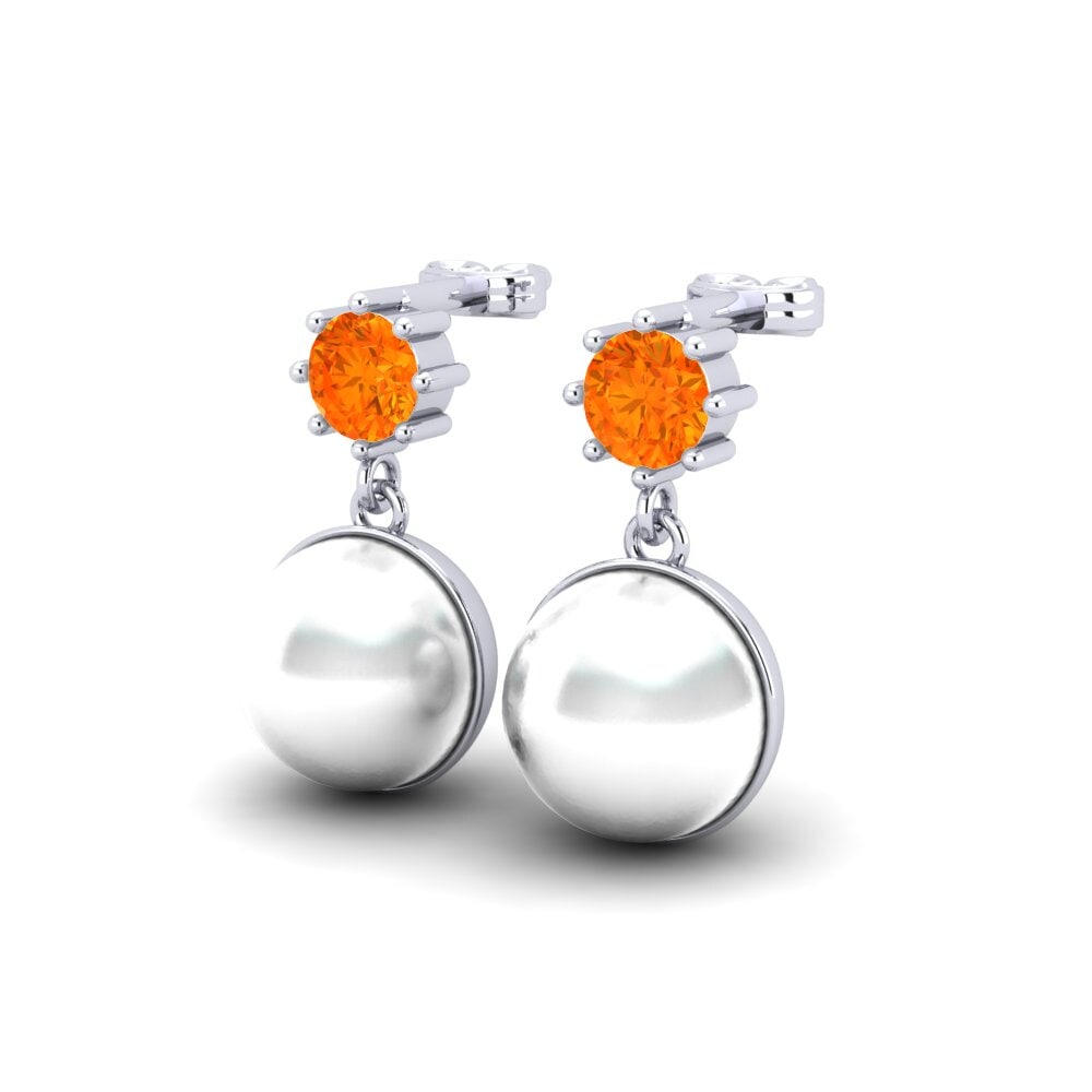 9ct White Gold Orange Sapphire Women's Earring Bernieceed