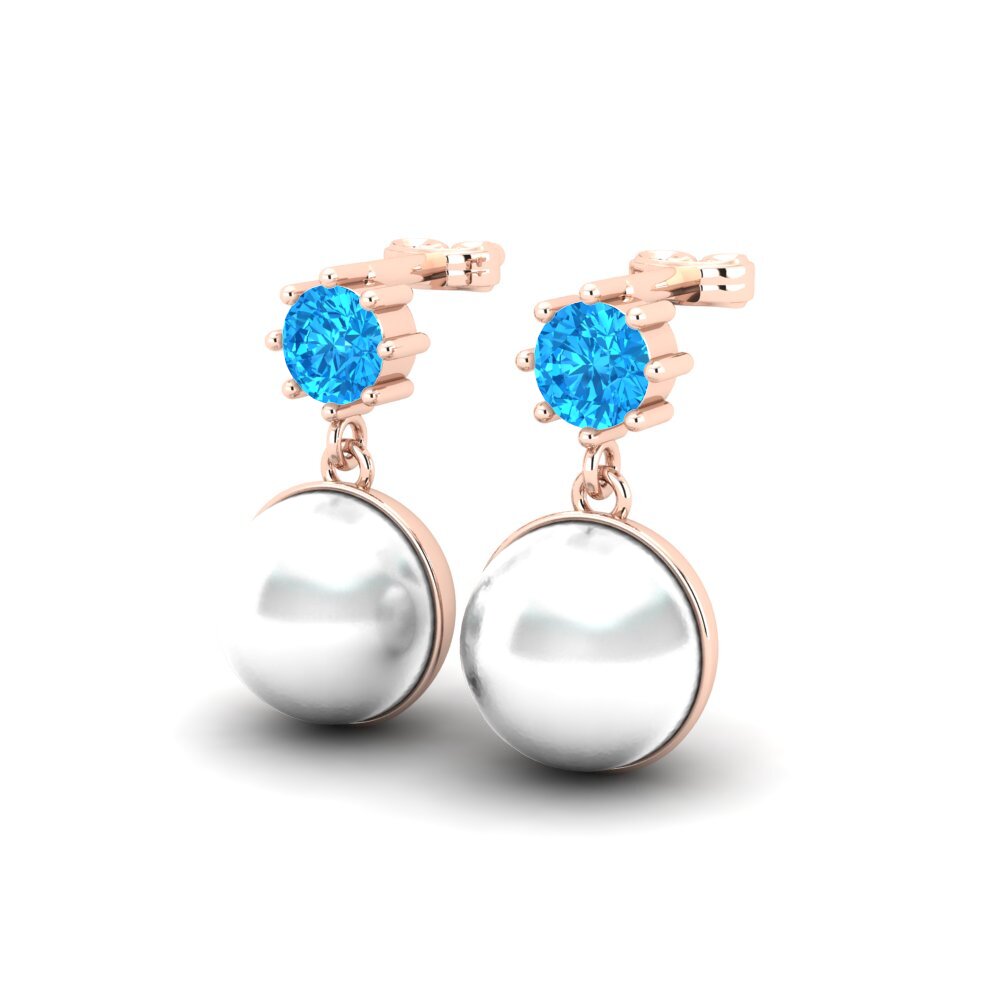 9ct Rose Gold Blue Topaz Women's Earring Bernieceed